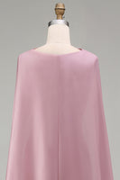 Load image into Gallery viewer, Sparkly Pink Mermaid Strapless Floral Basque Waist Long Beaded Evening Dress with Cape
