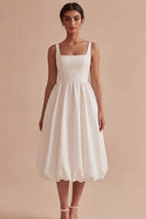 Load image into Gallery viewer, Square Neck Maxi White A Line Engagement Dress