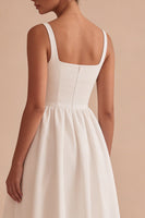 Load image into Gallery viewer, Square Neck Maxi White A Line Engagement Dress