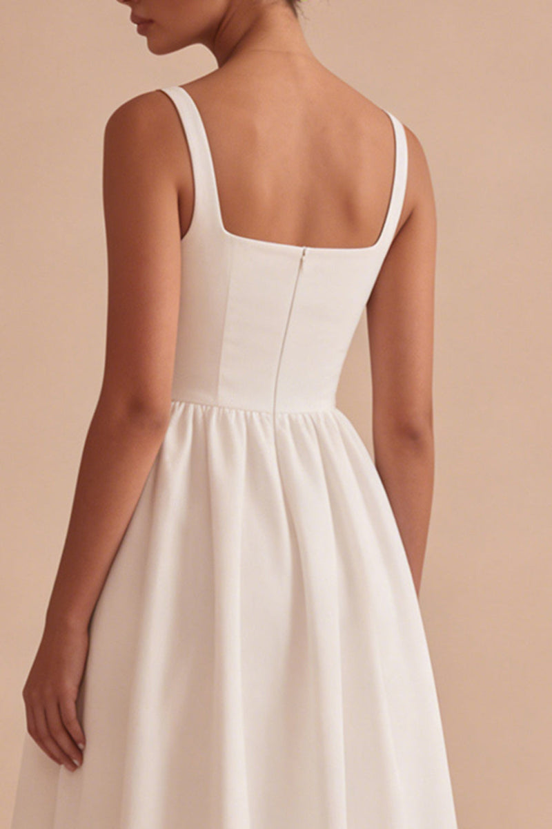Load image into Gallery viewer, Square Neck Maxi White A Line Engagement Dress