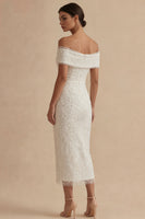 Load image into Gallery viewer, White Sheath Maxi Boho Wedding Dress with Pearls