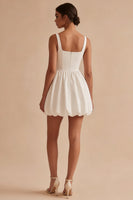 Load image into Gallery viewer, White Short A Line Square Neck Graduation Dress