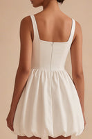 Load image into Gallery viewer, White Short A Line Square Neck Graduation Dress