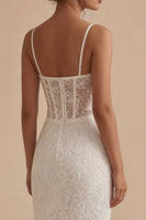 Load image into Gallery viewer, Spaghetti Straps Sheath Maxi Floral Corset Lace White Boho Wedding Dress