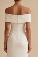 Load image into Gallery viewer, Off the Shoulder Sheath White Maxi Beach Wedding Dress