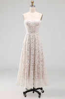 Load image into Gallery viewer, Lace Floral White Maxi Corset A Line Spaghetti Straps Boho Wedding Dress
