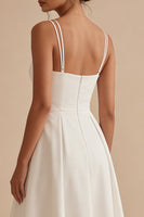 Load image into Gallery viewer, Simple V-Neck White A Line Maxi Beach Wedding Dress
