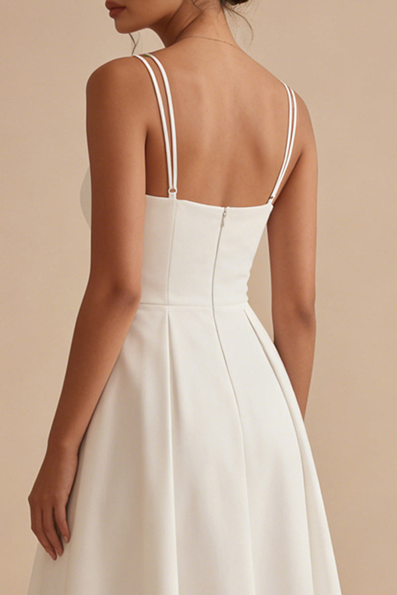 Load image into Gallery viewer, Simple V-Neck White A Line Maxi Beach Wedding Dress