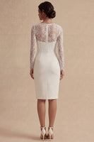 Load image into Gallery viewer, Midi Bodycon Lace Long Sleeves White Floral Boho Wedding Dress
