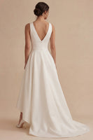 Load image into Gallery viewer, White High Low A Line Beach V-Neck Wedding Dress