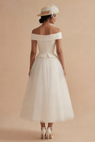 Load image into Gallery viewer, White Off the Shoulder Maxi A Line Boho Wedding Dress