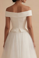Load image into Gallery viewer, White Off the Shoulder Maxi A Line Boho Wedding Dress