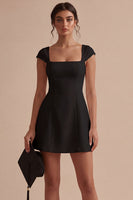 Load image into Gallery viewer, Cap Sleeves Square Neck A Line Short White Graduation Dress