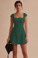 Load image into Gallery viewer, Cap Sleeves Square Neck A Line Short White Graduation Dress