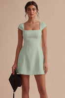 Load image into Gallery viewer, Cap Sleeves Square Neck A Line Short White Graduation Dress