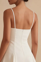 Load image into Gallery viewer, Spaghetti Straps White Short A Line Graduation Dress with Bow