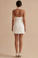 Load image into Gallery viewer, Halter Short A Line White Backless Graduation Dress