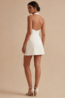 Load image into Gallery viewer, Halter Short A Line White Backless Graduation Dress