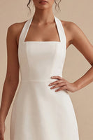 Load image into Gallery viewer, Halter Short A Line White Backless Graduation Dress
