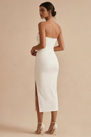 Load image into Gallery viewer, White Strapless Maxi Bodycon Engagement Dress with Slit