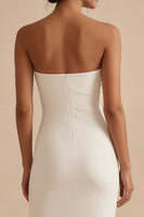 Load image into Gallery viewer, White Strapless Maxi Bodycon Engagement Dress with Slit