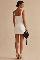 Load image into Gallery viewer, Tight Short White Square Neck Graduation Dress