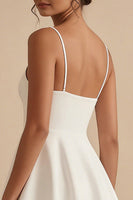 Load image into Gallery viewer, Short A Line White Spaghetti Straps Graduation Dress with Ruffles