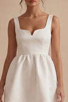 Load image into Gallery viewer, White Thick Straps Short A Line Graduation Dress