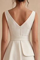 Load image into Gallery viewer, A Line White Short V-Neck Graduation Dress