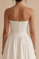 Load image into Gallery viewer, Maxi Strapless White Ruched A Line Beach Wedding Dress