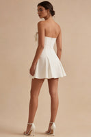 Load image into Gallery viewer, White Short A Line Strapless Graduation Dress with Bow