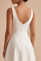Load image into Gallery viewer, Simple Maxi A Line White V-Neck Wedding Dress