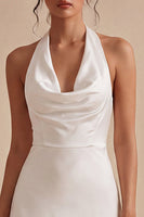 Load image into Gallery viewer, Halter Ruched White Backless Short Graduation Dress