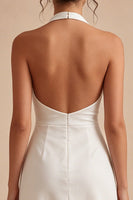 Load image into Gallery viewer, Halter Ruched White Backless Short Graduation Dress