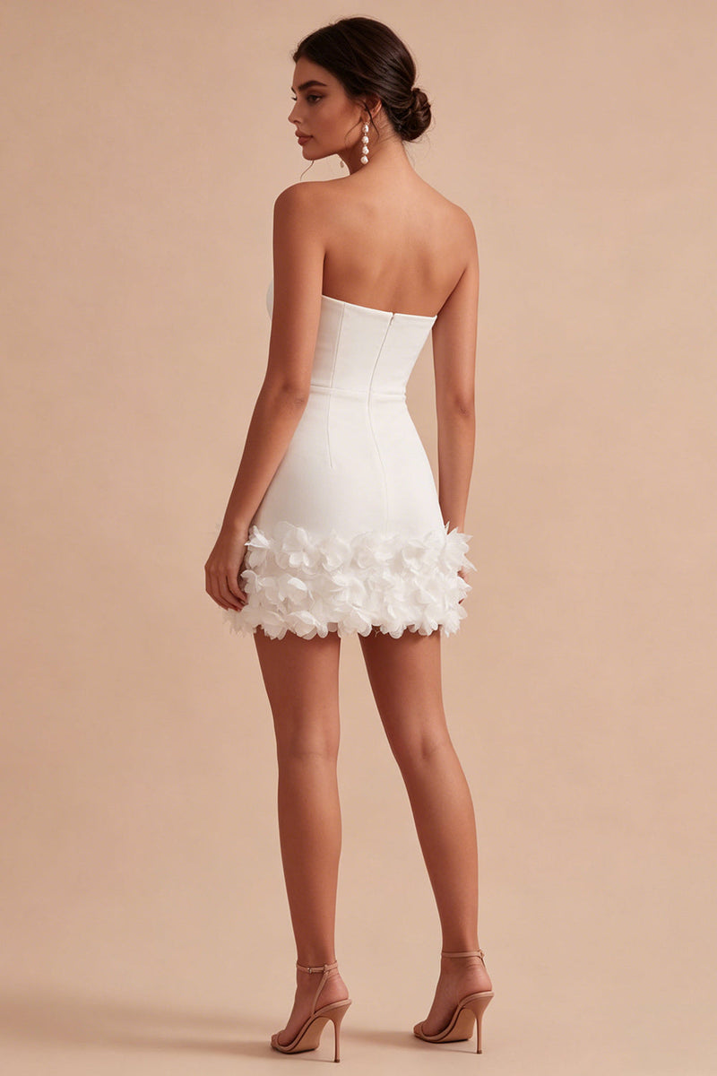 Load image into Gallery viewer, Simple White Floral Sweetheart Tight Short Graduation Dress
