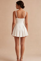 Load image into Gallery viewer, Simple White Spaghetti Straps Short A Line Graduation Dress
