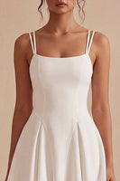 Load image into Gallery viewer, Simple White Spaghetti Straps Short A Line Graduation Dress