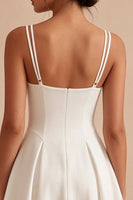 Load image into Gallery viewer, Simple White Spaghetti Straps Short A Line Graduation Dress
