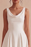 Load image into Gallery viewer, White Simple Cowl Neck Short A Line Graduation Dress