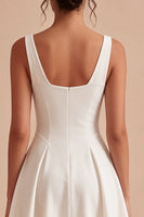 Load image into Gallery viewer, White Simple Cowl Neck Short A Line Graduation Dress
