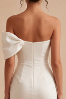 Load image into Gallery viewer, White Tight Short Strapless Graduation Dress with Bow