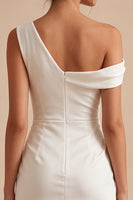 Load image into Gallery viewer, Short Tight One Shoulder Ruched White Graduation Dress