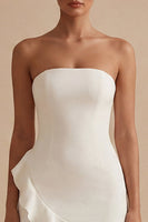Load image into Gallery viewer, White Strapless Tight Short Graduation Dress with Ruffles