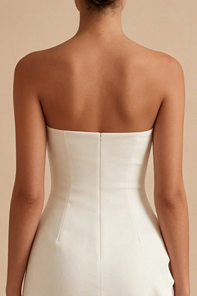 Load image into Gallery viewer, White Strapless Tight Short Graduation Dress with Ruffles