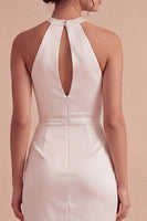 Load image into Gallery viewer, Keyhole Halter Short Ruched Tight White Graduation Dress