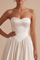 Load image into Gallery viewer, Simple Maxi Sweetheart A Line White Engagement Dress
