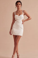 Load image into Gallery viewer, Tight Short Cut Out Spaghetti Straps White Graduation Dress