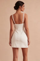 Load image into Gallery viewer, Tight Short Cut Out Spaghetti Straps White Graduation Dress