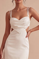 Load image into Gallery viewer, Tight Short Cut Out Spaghetti Straps White Graduation Dress