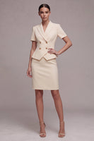 Load image into Gallery viewer, 2 Piece Ivory Peak Lapel Double Breasted Short Business Suits